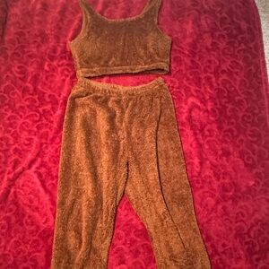 Cozy Brown Fuzzy Two-Piece Set